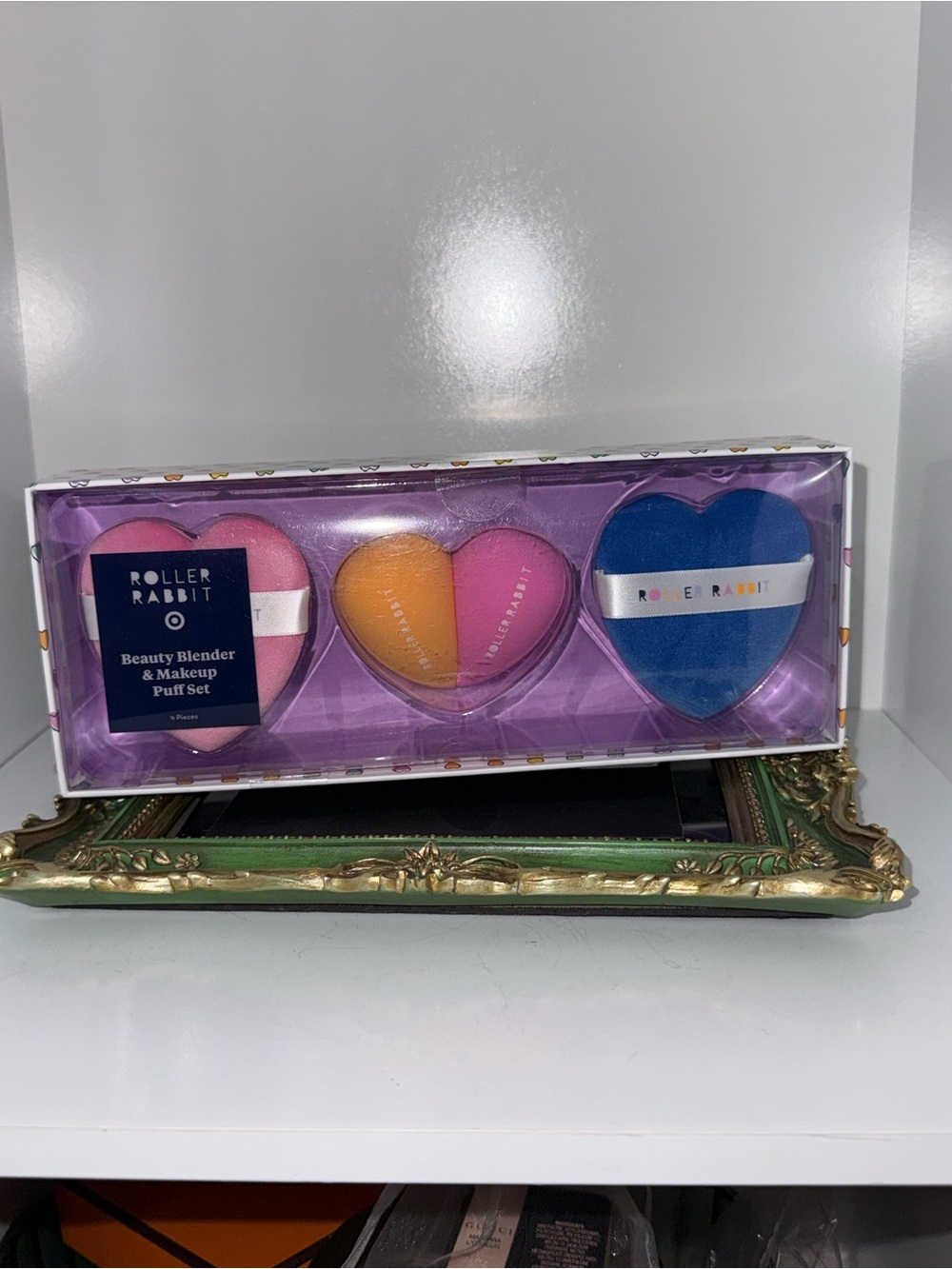 Roller Rabbit Heart-Shaped Makeup Sponge Set — Pink, Orange, Blue